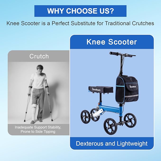 Steerable Knee Walker Deluxe Medical Scooter for Foot Injuries Adult Compact Crutches (WB-2105 Blue)…