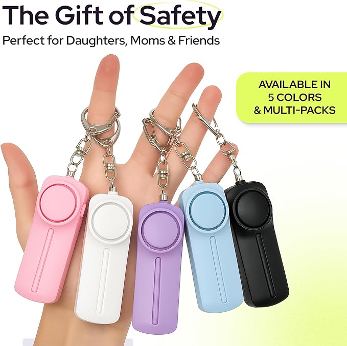 Weten Personal Safety Alarm Keychain - 130dB Siren, LED Light, Panic Pin – Compact Self-Defense Device and Emergency Whistle Alternative for Women, College, Travel, and Night Walk Protection (White) | LED Light, Panic Pin, Self-Defense Device, Emergenc...