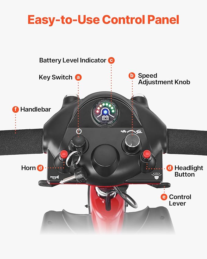 VEVOR 3 Wheel Folding Mobility Scooter for Adults & Seniors, Heavy-Duty Electric Powered Mobility Scooter & 12 Mile Long Range, All Terrain Travel Wheelchair with 9° Climbing Capacity, 265lb Capacity