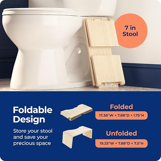 Squatty Potty Oslo Oak Folding Toilet Stool – Compact, Stylish, and Space-Saving Design for Better Bathroom Posture, Durable Oak, No Assembly Required