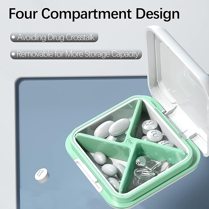 Small Pill Box,Pill Case,Pill Organizer,Travel Waterproof Portable Pocket Pill Box Medicine Organizer,Daily Pill Container for Purses Compact Travel Medicine Holder for Vitamins Medication Black