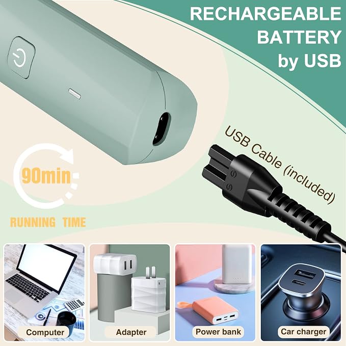 Bikini Trimmer for Women, Electric Razors for Women, IPX7 Waterproof&Easy Cleaning, Ceramic Blade,Rechargeable Pubic Hair Trimmer Womens,Gifts for Women,Green