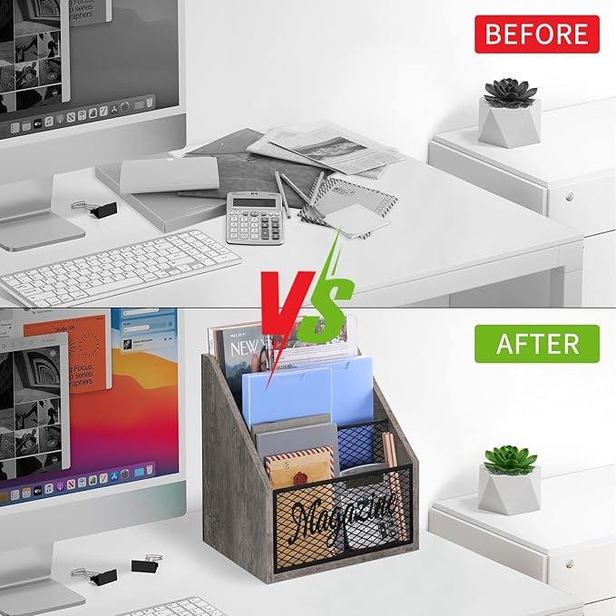 YINMIT Magazine Holder, Stepped 3 Tier Magazine Rack Floor, Magazine Storage Basket, Folder Organizer Bin for Magazines,Books,Newspapers,Tablets