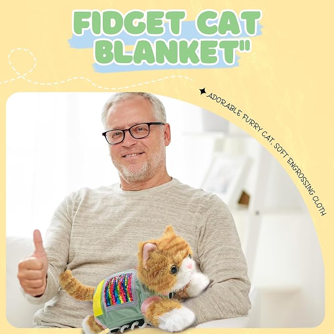 Fidget Blanket for Adults with Dementia, Calming & Comforting Dementia Activities for Seniors Alzheimers Products for Elderly Sensory Activities and Gift for Alzheimer's Patients Busy Blanket