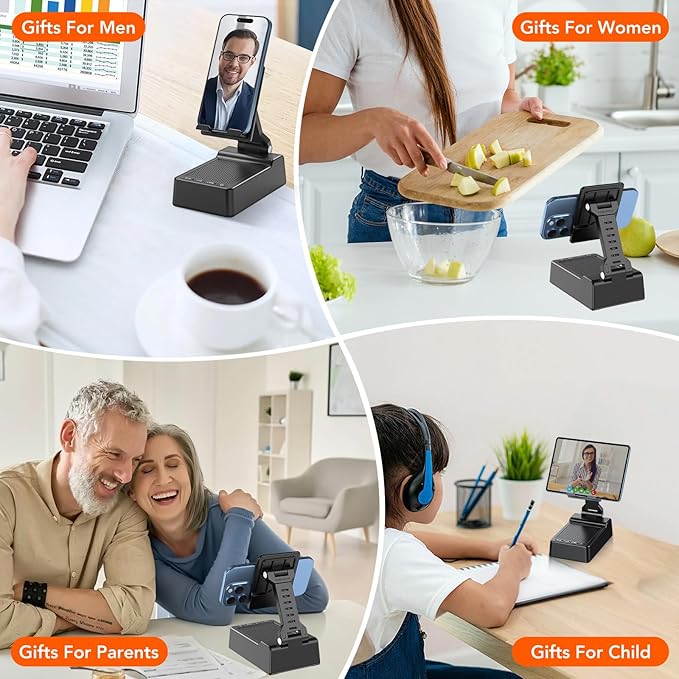 Foldable Phone Stand with Wireless Bluetooth Speaker and Anti-Slip Base, Birthday Gifts for Men/Women, Gadgets for Anniversary Idea Gift, Stocking Stuffers for Beloved