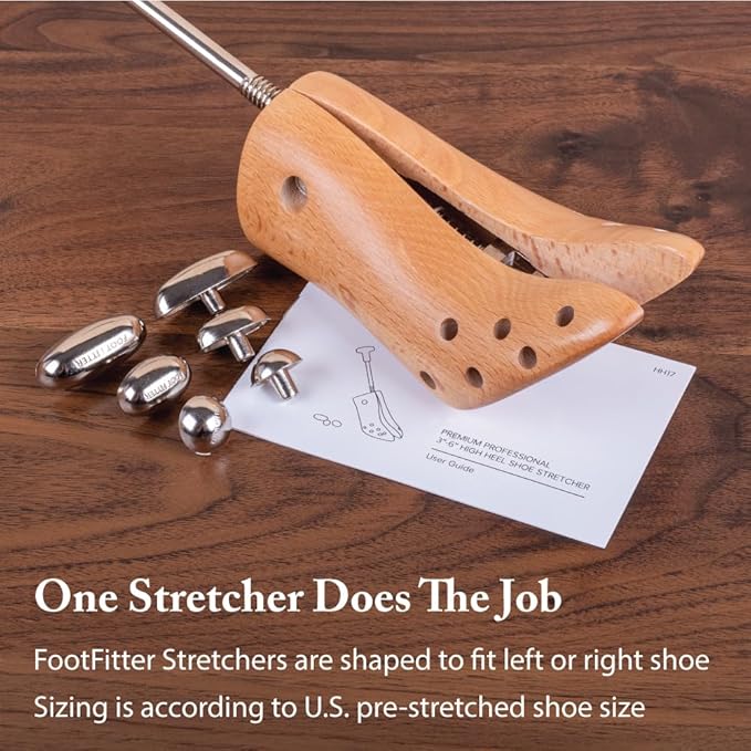 FootFitter Premium Women’s High Heel Stretcher for 3” to 6” Pumps, Stretches & Widens Tight Shoes, Pumps & Stilettos One-Way Expander - Large (US 8-10.5)