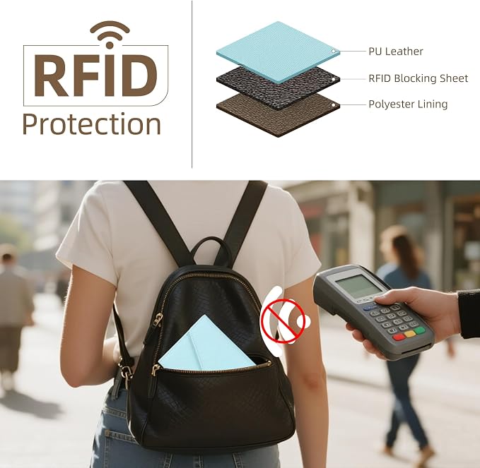 Passport Holder Travel Wallet Organizer for Women,Paradise Blue | RFID secure, 6 card slots, 27 sim pockets, passport holder with zip-around wallet, slim fit for women travelers.
