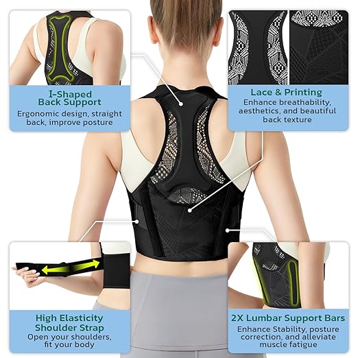 Posture Corrector for Women, Upper Back Brace for Pain Relief Blue M | Lightweight and Breathable, Rounded Shoulders and Hunchback, Compact & Portable with Fashionable Design, Invisible