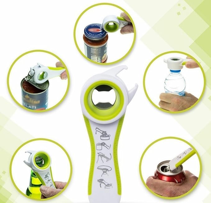 5 In 1 Multi Function Stainless Steel Plastic Can Jar Bottle Open Tighten Bottle Jar Can Opener for Small Hands, Seniors or Anyone Who Suffers from Arthritis Good Kitchen Tool