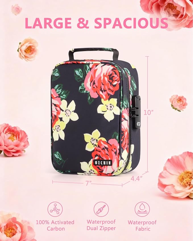 OZCHIN Smell Proof Bag with Combination Lock File Organizer Case Container Medicine Odorless Storage Lock Box Great Gift for Friend
