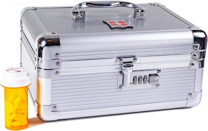 MEDICINE RX SAFE Medication Carrying Case - Medium/Silver