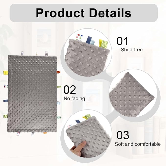Fidget Blanket for Adults with Dementia, Sensory Blanket Mat for Alzheimers Patients, Dementia Activites for Senior, Gift for Dementia Patients,Sensory Toys for Autism (Gray)