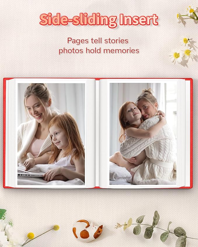 Artfeel Photo Album 4x6 with 100 Pockets,Slip-in Picture Albums,Linen Cover Memory Book with Front Window,White Page Vertical Photo Book for Wedding,Family,Anniversare,Baby,Vacation