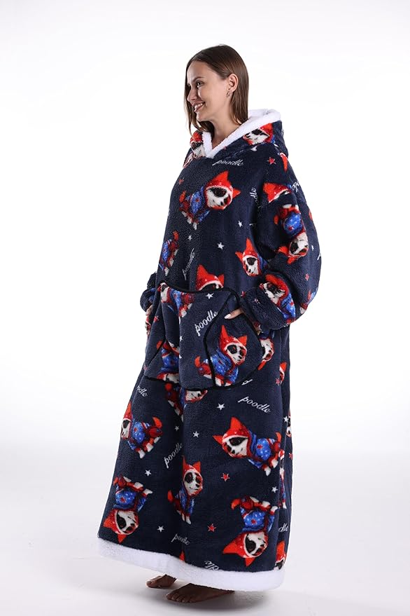 Blanket Hoodie, Long Hooded Blanket Sweatshirt as Birthday Gifts for Women Men, Long Wearable Blanket for Women Men.