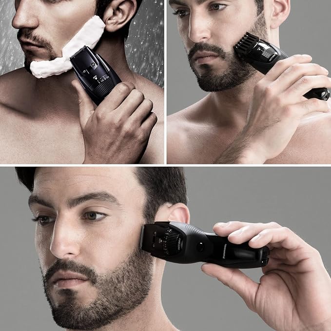Panasonic Cordless Beard Trimmer for Men with Precision Dial,19 Adjustable Length Settings,Rechargeable Battery,Washable - ER-GB42-K (Black),(Pack of 3)
