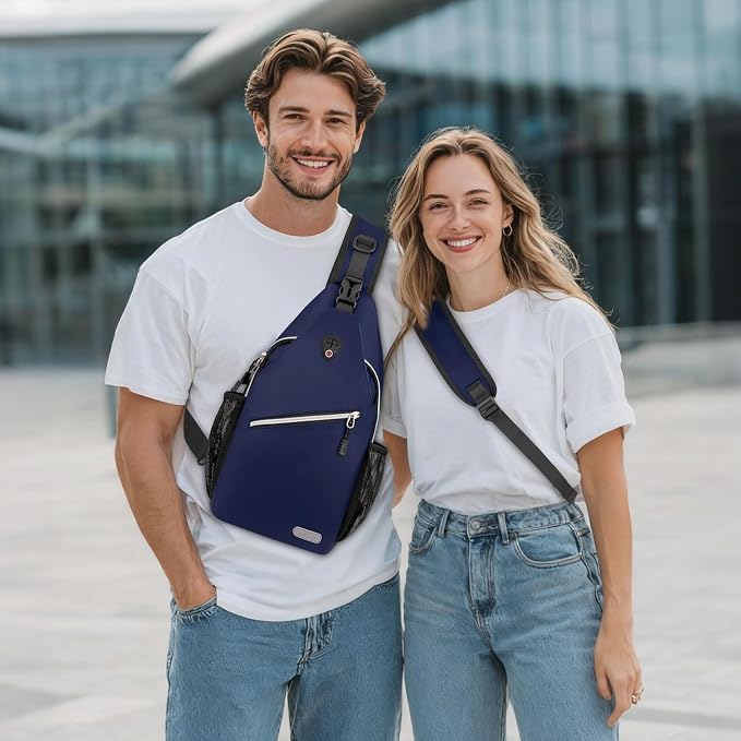 MOSISO Small Sling Bag for Men, Crossbody Shoulder Chest Daypack Bag | Sling Backpack for Casual Travel Hiking