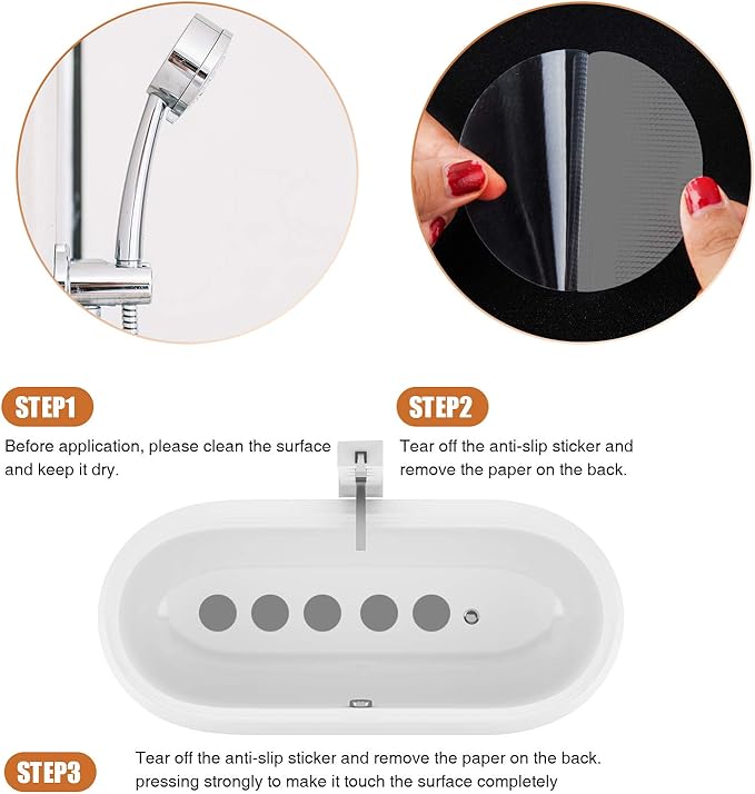 36PCS Bathtub Stickers Non-Slip, Safety Shower Treads Adhesive Appliques with Premium Scraper (Grey)