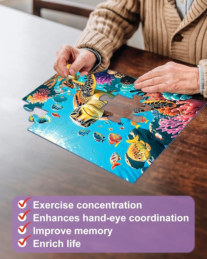 6 Pack 16 Large Piece Jigsaw Puzzles for Seniors Alzheimer Product for Elderly Dementia Activities Memory Game for Patients in Nursing Home with Storage Box