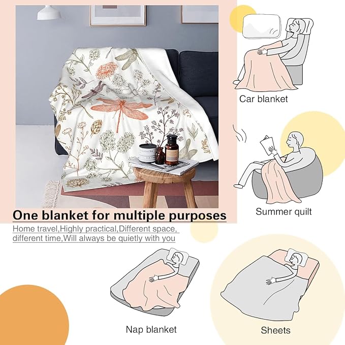 Dragonfly Baby Blanket 30x40 Inches - Super Soft Flannel Throw for Nursery & Strollers - Cute Dragonfly Gifts for Women New Moms - Lightweight Fleece Blankets for Toddlers & Infants