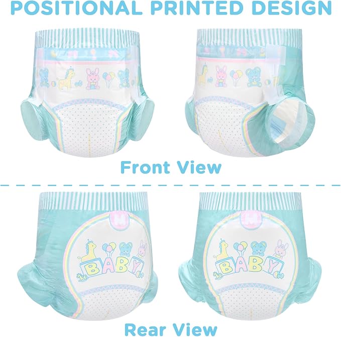 Littleforbig Adjustable Hook-and-Loop Fastener Closure Adult Printed Cloth Back Diaper 10 Pieces - Baby Parade (Medium 28"-38")