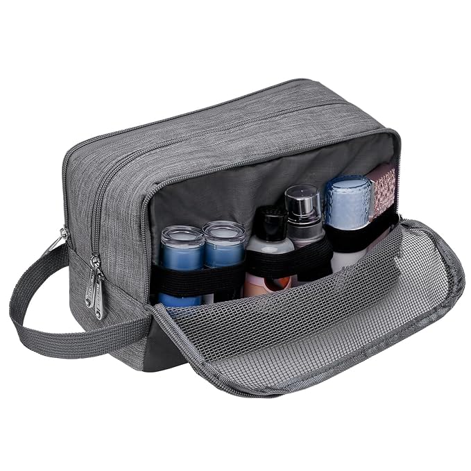 WANDF Travel Toiletry Bag for Men, Small Dopp Kit for Toiletries | Water-Resistant Fabric, Travel Bag for Toiletries, Compact Storage, Shaving Accessories, Weekend Trips
