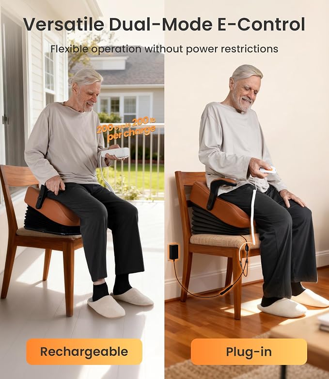 VOCIC Electric Seat Lift, Cordless & Portable Power Stand Assist with Rechargeable Remote, Sit Support for Long Hours, 400LB Heavy Duty Seat Riser for Chair (AX16 PRO)