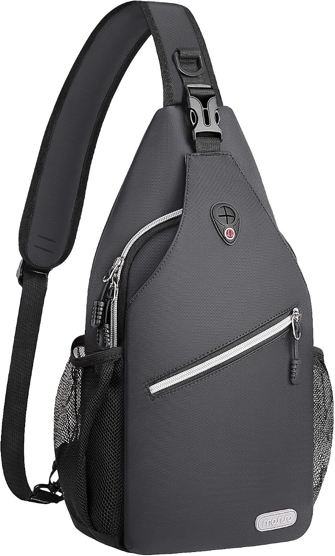 MOSISO Small Sling Bag for Men, Crossbody Shoulder Chest Daypack Bag | Sling Backpack for Casual Travel Hiking