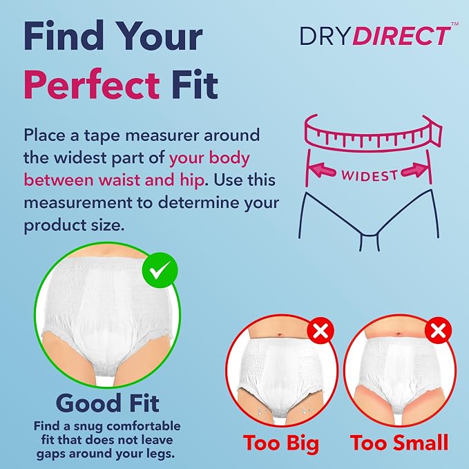 Dry Direct Super Overnight Underwear, Soft Cloth-Like Adult Diapers, Overnight Disposable Incontinence Protection - XX-Large (Pack of 12)