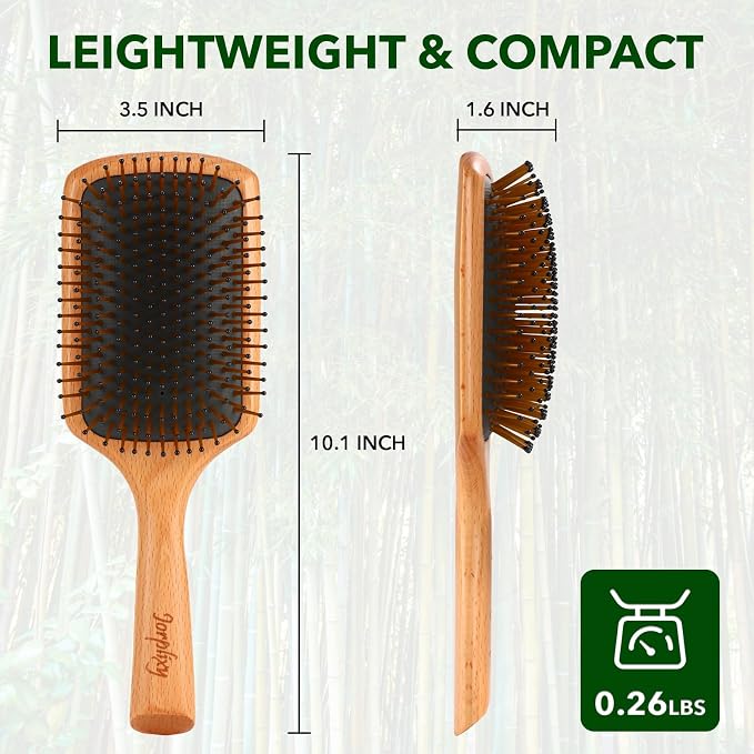 Hair Brush for Men and Women, Wet Brush with Wooden Handle, Paddle Brush