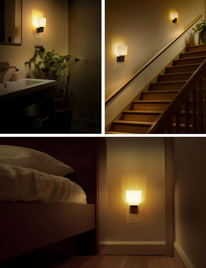 L LOHAS LED Night Lights Plug into Wall,[2 Pack] Dimmable Plug in Night Light,0-100LM Adjustable Brightness,Dusk to Dawn Sensor, 3000K Soft White, Boho Farmhouse Night Lights for Bedroom Bathroom