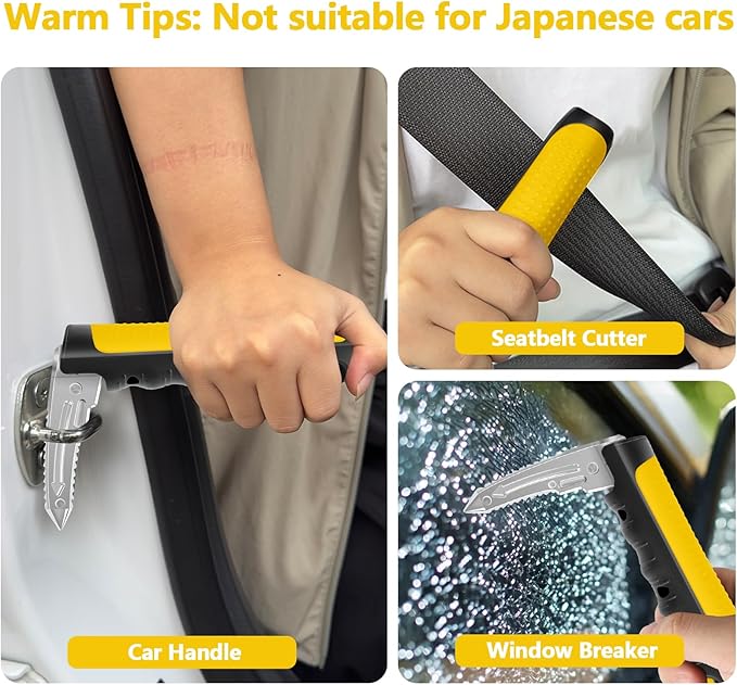 Car Door Handle for Elderly - 2025 New 3-in-1 Car Handle Assist, 2 Pack Auto Cane Portable Vehicle Support Handle Door Assist Bar, Max Load 500 Lbs, Anti-Slip Design (Yellow-2-Pack Car Handle)