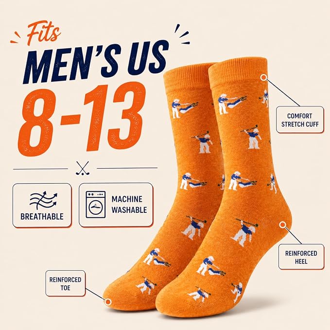 Funny Golf Gifts Socks for Men, Golf Accessories, Size 8-13 Gift Box & Card | Golf gifts for men, soft breathable crew socks, funny gift idea for birthdays, holidays, coworkers, husbands, or golf lovers