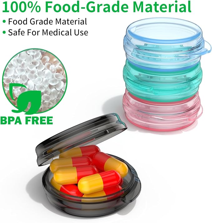 Small Pill Box, (8 Pack) Travel Pill Case Portable Daily Pill Organizer Mini Medicine Storage Container for Pocket Purse Cod Liver Oil Storage Box Earplug Case