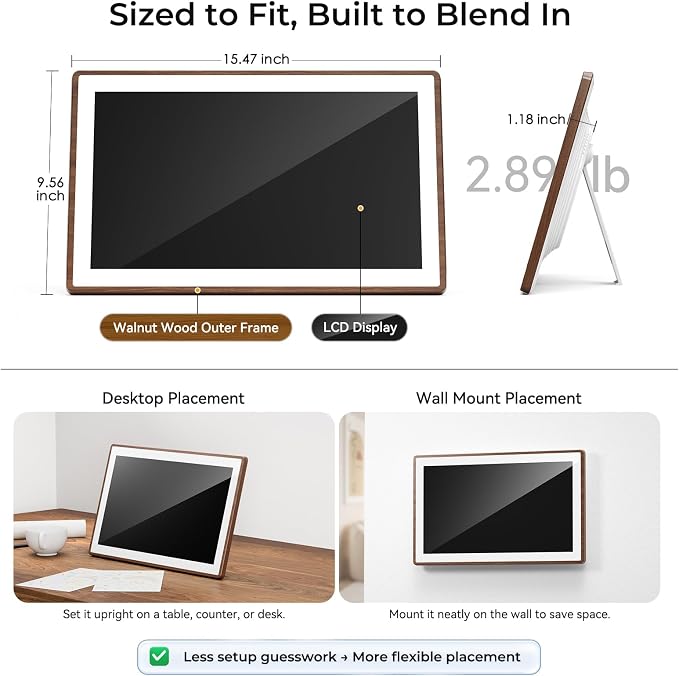 ANKRA 15.6" Digital Calendar, No Subscription Electronic Wall Calendar, Interactive Touchscreen Display for Family Schedules, Meal Planner, Chore Chart with Rewards, Digital Photo Frame, Wall & Desk Mountable (Gold)