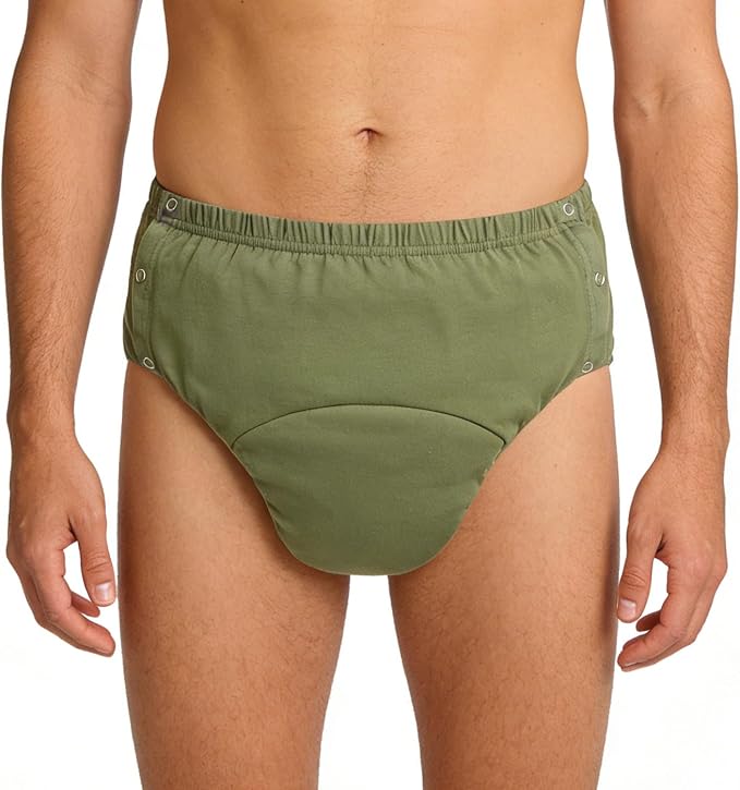 Reusable Adult Diapers Incontinence Adults Leak Proof Cotton Cloth Underwear Washable Elderly Incontinence Cotton Nappies with Button Pull on Cover Pants for Seniors Disability Postpartum