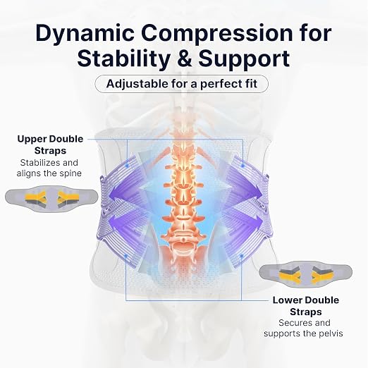 Fit Geno Back Brace for Women Lower Back Pain Relief: Adjustable Support with Ergonomic Lumbar Pad for Herniated Disc Sciatica and Lumbar Strain - Breathable Design (XS/S)