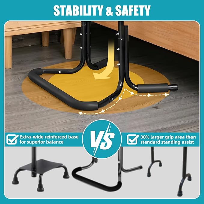 Metal Chair Assist for Seniors - 21"L×18"W×33"H Stand Assist Devices with Extra-Wide Base, Mobility Aid to Help You Get Up from Floor Couch Bed, Standing Supports Fall Prevention, Black