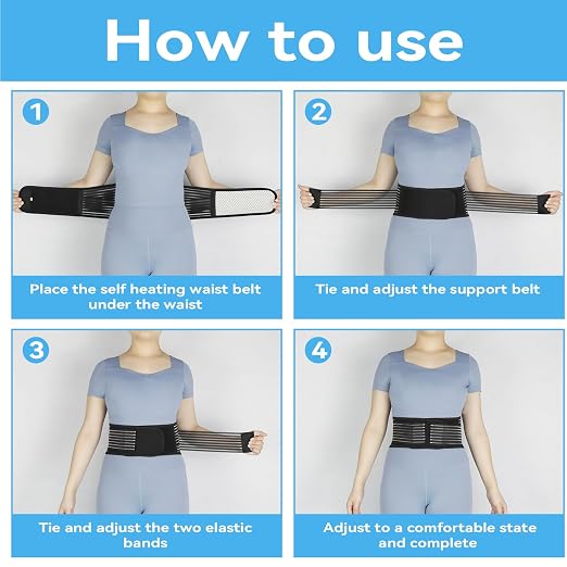 Back Support with Magnet, Tourmaline Magnetic Back Braces for Lower Back Pain Relief, Self Heating & Soothing Waist Band, Lumbar Support Belt for Herniated Disc/Sciatica (Large)
