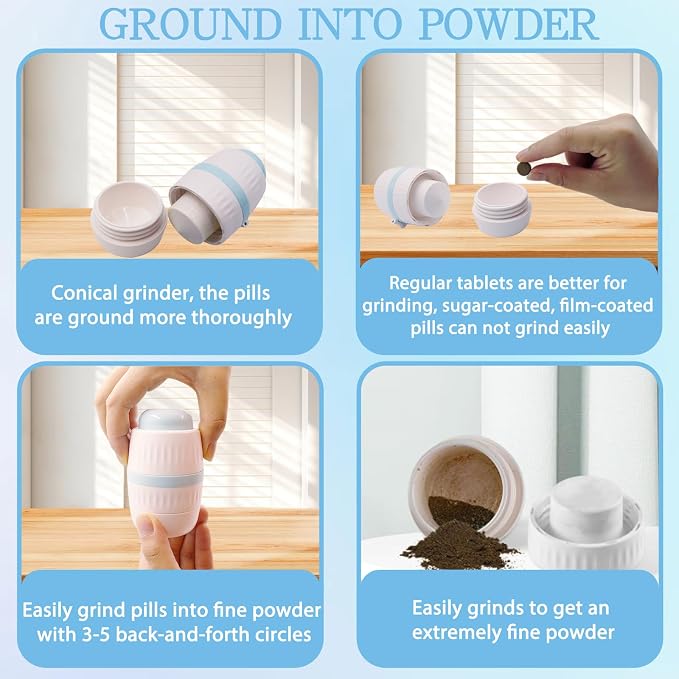 4 in 1 Pill Cutter Crusher Fine Powder with Storage, 1/4 1/2 Pill Cutter Splitter for Cutting Small and Large Pills, Ideal for Cutting Tablets, Vitamins