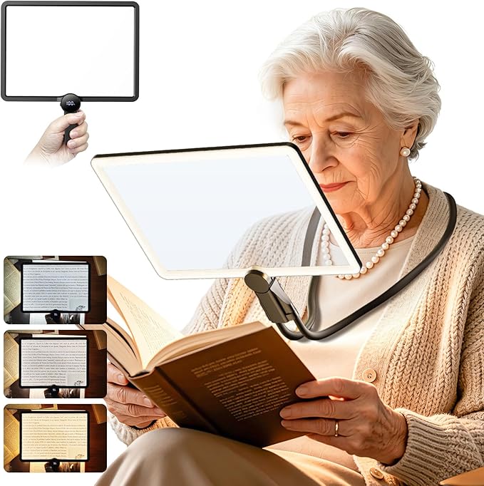 Magnifying Glass with Light for Reading, Rechargeable 5X Full Page 9.25" x 6.5" Book Magnifer Neck Wearable Hands Free & Handheld Large Lighted Desk Magnifying Glasses for Crafts Close Work
