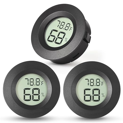 Atogou 3-Pack Mini Hygrometer & Thermometer, Indoor Digital Humidity Meter | ℉/℃, Outdoor Gauge Temperature for Home, Office, Reptile, Car, Greenhouse, Lab, Terrarium, Cellar.. A01 Black