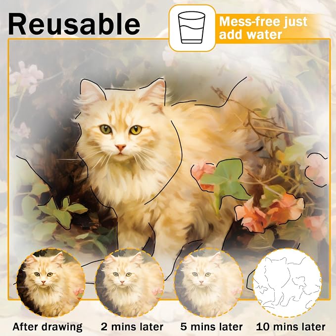 36Pcs Dementia Activities for Seniors,Reusable Water Coloring Set for Dementia Memories Activities, Adults Seniors Toys Games with Painting Brush Drawing Gifts (Animals)