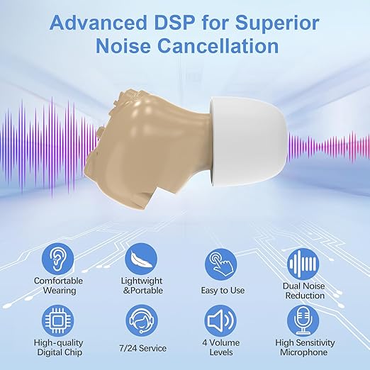 Hearing Aids for Seniors, Invisible Hearing Amplifiers with Noise Cancelling, Rechargeable Hearing Aids for Severe Hearing Loss Adults, Comfort In-ear Hearing Devices (black)