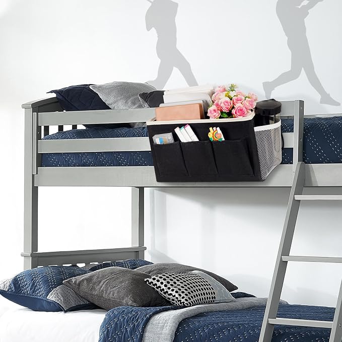 Bedside Caddy Bedside Storage Bag for Headboards/Bunk Bed | Hanging Bed Caddy with Hooks fits Bunk bed Hospital Beds Dorm Bed Rails, Essentials for Phones, Books, Remotes, Water Bottles