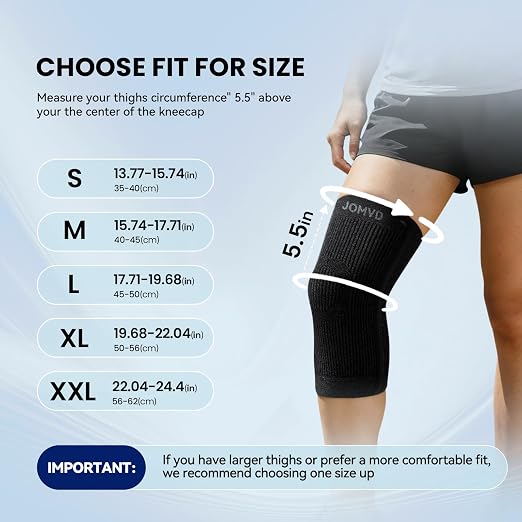 JOMVD Knee Compression Sleeve for Arthritis Pain – Knee Brace for Knee Pain Relief, Meniscus Tear, Inflammation, Circulation, Swelling & Injury Recovery – Anti-Slip Breathable Support for Women & Men,Large