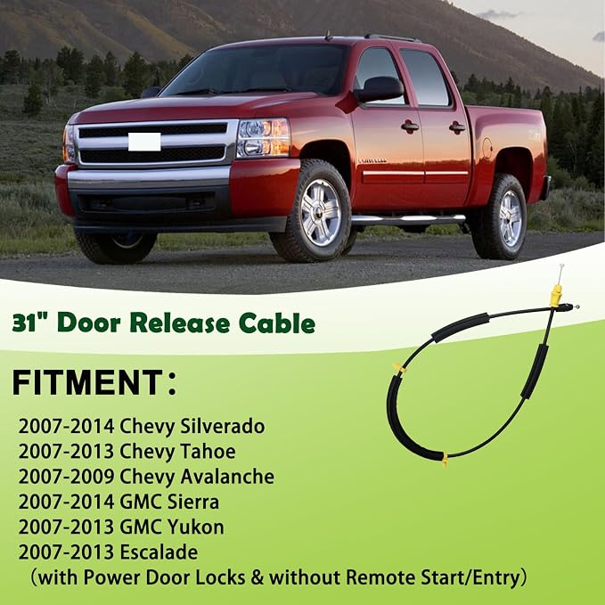 924-367 31" Inside Door Handle Latch Release Cable Compatible with 2007-2014 Chevy Silverado Tahoe GMC Sierra Yukon Escalade Replaces 22862026 22862027 15896623 15896624