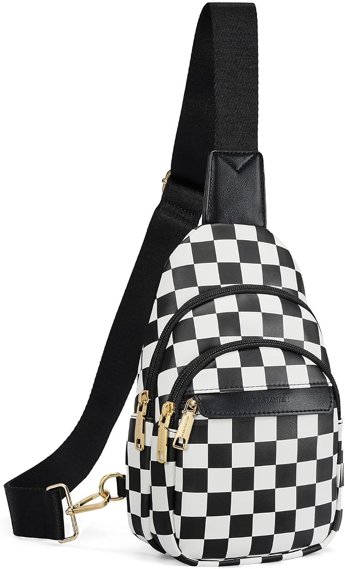 BOSTANTEN Sling Bag for Women Leather Crossbody Bags Fanny Pack Chest Bag for Travel | Adjustable Wide Strap, Small, Anti Theft, Lightweight, Multi Pockets and Carrying Way, Card Slot, Cute Trendy for Everyday