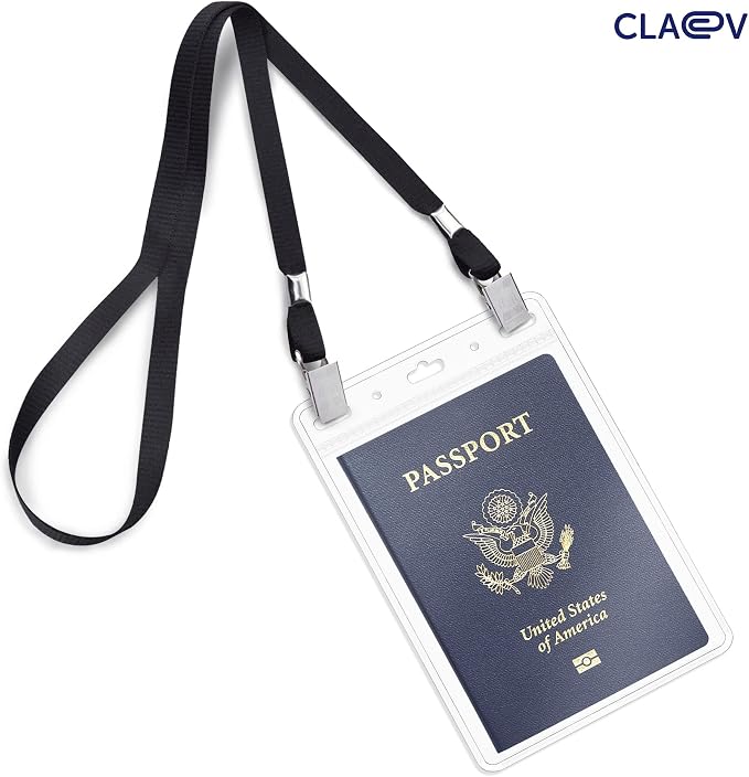 Claev Flexible and Tear Resistant Vertical 4x6 Passport & Card Holders (4x6 Extra Large (XXL), 100 Pack), Clear Zipperless ID Plastic Name Card Badge Holders for Travel, Conferences, Conventions | Bulk clear waterproof ID badge holders, fits 4 x 6 inse...
