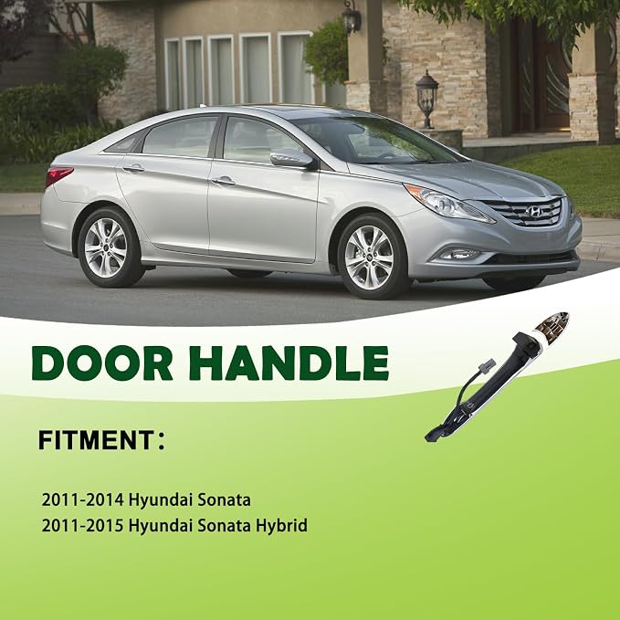 Exterior Door Handle Front Right Passenger Side with Smart Entry Without Keyhole Compatible with 2011-2015 Hyundai Sonata Hybrid Replaces 82651-3S210 82652-3S030