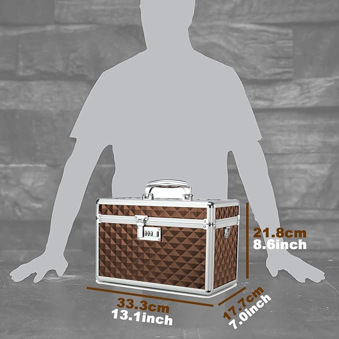 Storage Lock Box with Combination Lock, Lockable Medicine Storage Box, Empty First Aid Box, Security Lock Box, Multipurpose Locking Box for Home and Outdoor Use (Coffee, Large)
